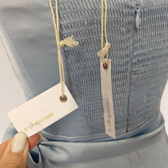 V. Chapman June Corset Wrap Tie Dress Size 4 NWT Kentucky Blue Strapless $415 - Picture 9 of 12